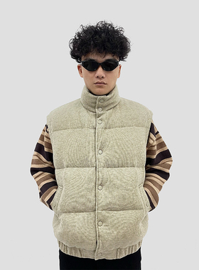 DiSi 美式复古立领羽绒马甲男女外穿冬季加厚白鸭绒背心叠穿外套