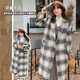 长款 秋冬季 胖mm设计感格子毛呢外套 复古呢大衣高级感