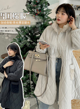 W523洋气大码女装韩版棉服女胖mm遮肉保暖外套中长款棉衣代发-BFD