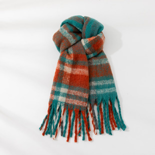 桐庐美拉德围巾冬天女加厚马海毛高级感格子新款围脖披肩男