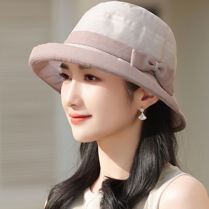 中老年女薄款妈妈盆帽老太太双层帽子老人奶奶布帽夏季防晒遮阳帽