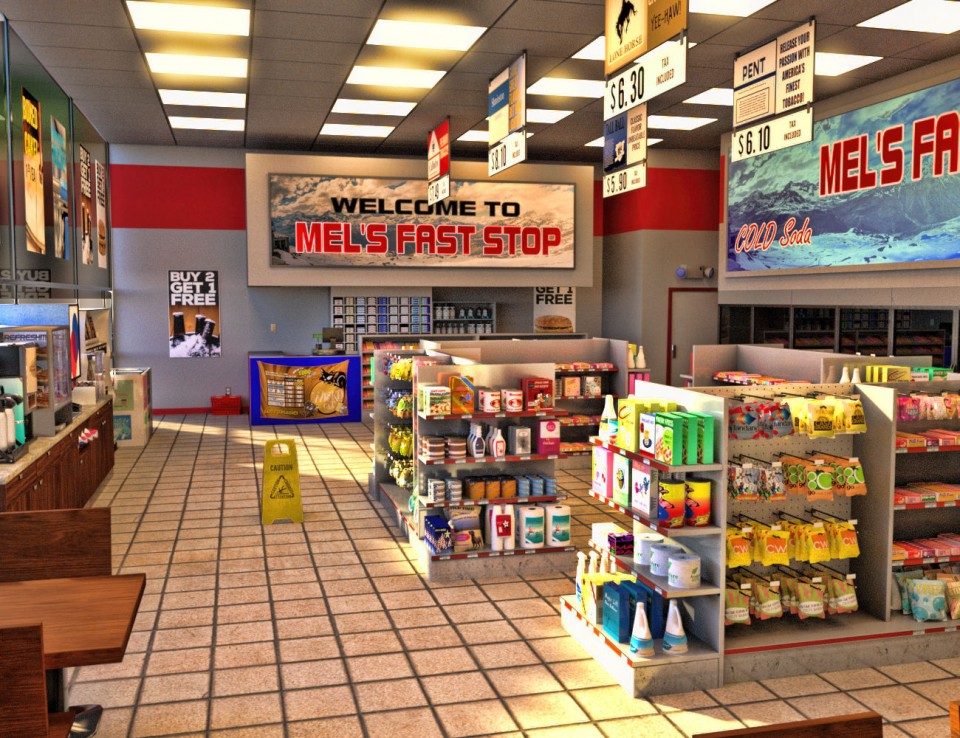 街头小店 3d场景道具模型素材 maya 3dmax c4d ue4 unity游戏