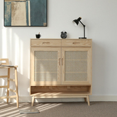 实木鞋 简约定制定做藤门白蜡木家用原木收纳柜储物柜 柜清木堂日式