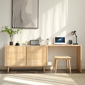 清木堂实木梳妆台斗柜一体柜化妆桌原木奶油风卧室简约现代组合柜