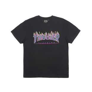 THRASHER 日版三色墨蓝火焰竞速印花短袖 RACING TEE