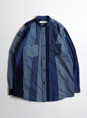 FDMTL 24AW 竖条拼布双口袋长袖衬衫FA24/SH32R / STRIPE SHIRT