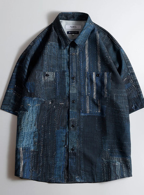 FDMTL 贴布满印短袖衬衫 PRINTED BORO S/S SHIRT
