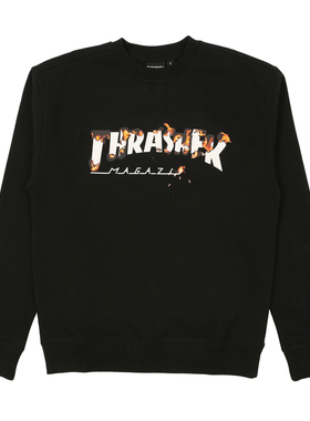THRASHER 日版印花圆领卫衣 INTRO BURNER LOGO 火焰连帽衫