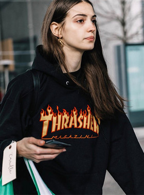 THRASHER 火焰帽衫 FLAME经典款情侣男款连帽卫衣滑板 王一博同款