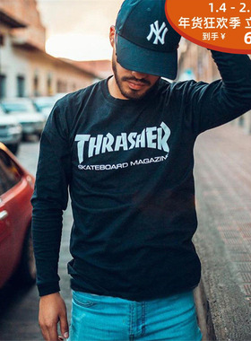 现货 潮玩艺 THRASHER 经典内搭滑板街头美版男女上衣长袖纯棉T恤