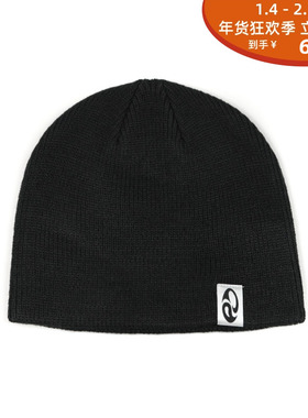 EGO FETCH 纯色LOGO针织帽 BLACK LOGO BEANIE