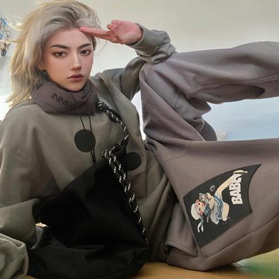 B.A.B.E宽松抽绳针织运动裤