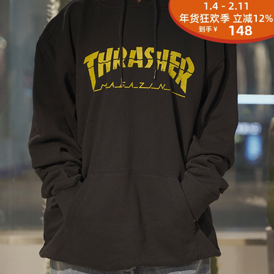 现货玩艺做旧裂缝THRASHER火焰