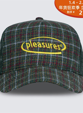 PLEASURES 24SS 网格撞色网眼卡车帽 HAPPIER PLAID TRUCKER 街头