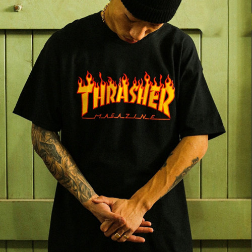 THRASHER美线多色火焰LOGO短袖