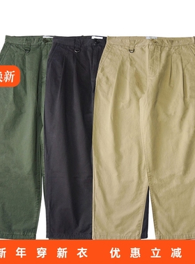 RADIUM日系潮牌港风 阔腿春秋长裤全棉宽松直筒裤男 双褶休闲裤男