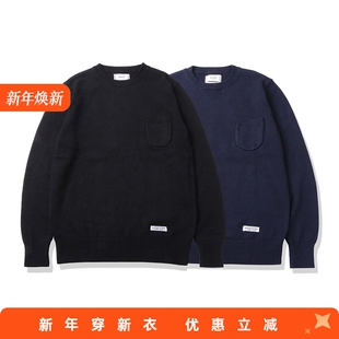 口袋澳洲羊毛混纺毛衣 线衣 RADIUM 圆领日系原创潮牌针织衫