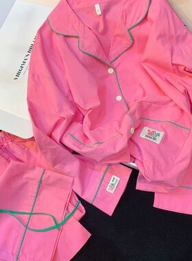 睡衣女款春秋季新款多巴胺粉色长袖长裤春天家居服套装可外穿薄款