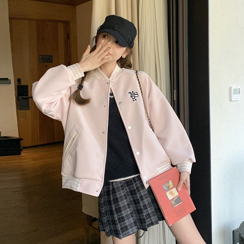 独特超好看粉色外套女春季2025新款设计感chic韩系甜酷百搭棒球服，女装短外套，浙宝135