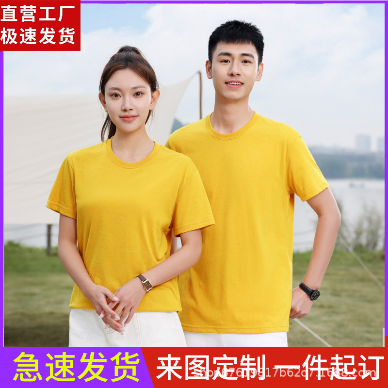 纯棉T恤定制logo圆领短袖企业工作服印字班服聚会服广告衫文化衫