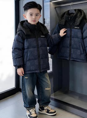 中大童男童白鹅绒中长款羽绒服