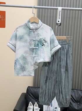 男童新中式夏季短袖汉服套装新款