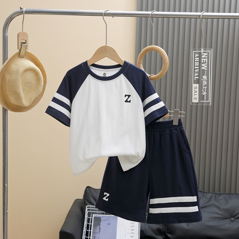 纯棉男童装洋气休闲夏季套装