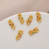 古法包金镀金保色沙金镶彩锆S扣diy手工饰品手链项链开口链接扣头