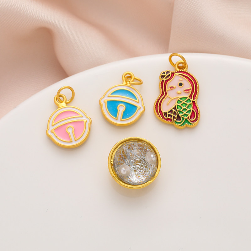 哑光包金镀金色滴油卡通铃铛美人鱼吊牌挂饰diy饰品配件手工串珠,饰品/流行首饰/时尚饰品新,其他DIY饰品配件,淘宝优惠券,粉丝福利购,淘宝优惠卷