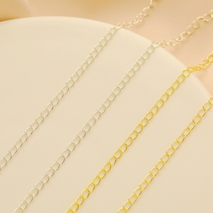 S925纯银链子素链配链散链条diy手工手链项链百搭加长延长链尾链