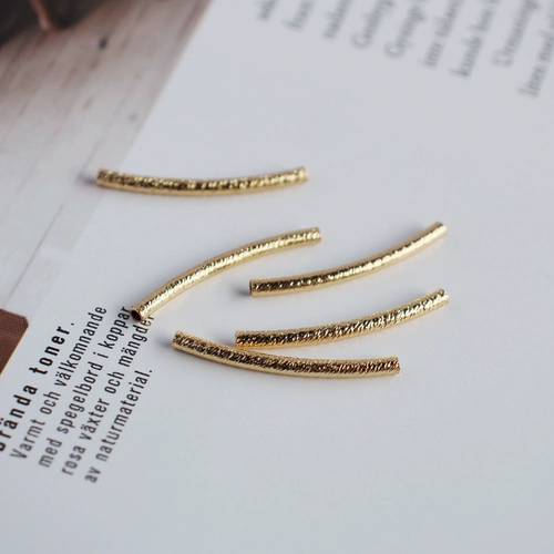 Позолоченная матовая изогнутая трубка, браслет из бисера ручной работы, аксессуар, аксессуары, 14 карат, золотой цвет, DIY