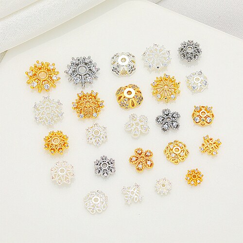 临兰包金镀金镶锆石雪花托隔珠片
