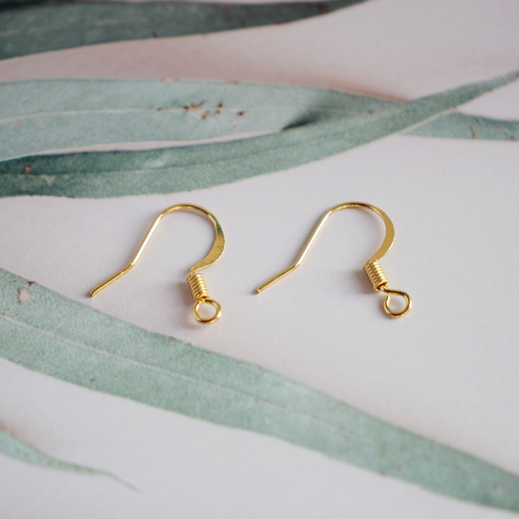 18K包金镀金保色弹簧扁耳钩diy手工串珠自制古风耳环耳饰配件材料
