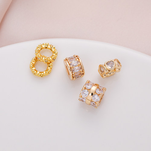 临兰铜镶锆石保色镀金隔珠隔片