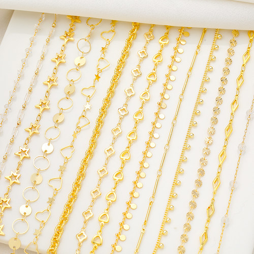 14K包金镀金手工链子锆石爱心链