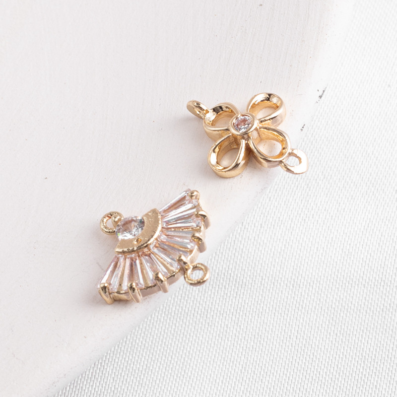 14K包金镀金保色镶锆石双环扇形链接diy饰品配件自制手工耳饰材料,饰品/流行首饰/时尚饰品新,其他DIY饰品配件,淘宝优惠券,粉丝福利购,淘宝优惠卷