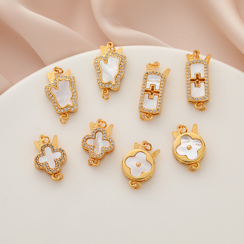 临兰古法贝壳锆石插扣