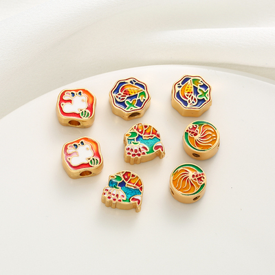 临兰古法镀金滴油景泰蓝通孔配饰