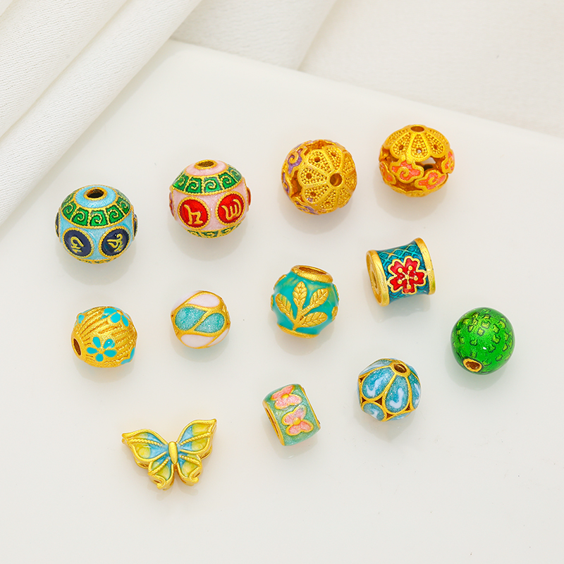 临兰景泰蓝烧蓝珐琅彩花瓣隔珠