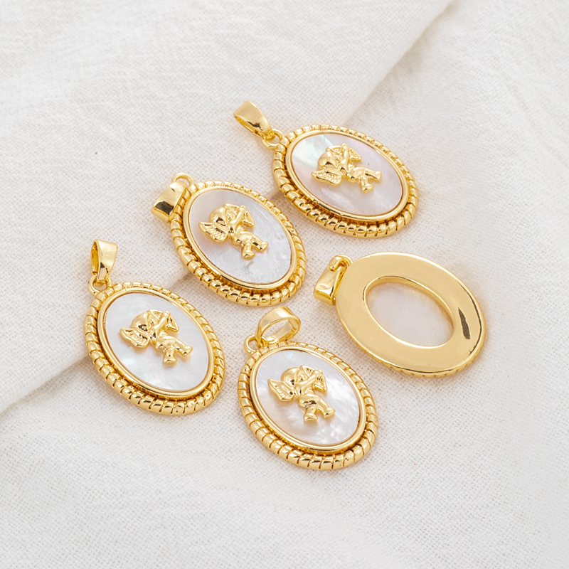 临兰铜镶贝壳镀金保色吊坠挂饰