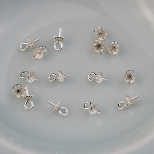 925纯银半孔珠托吊坠扣头花边伞形珠帽自制diy手工饰品配件材料