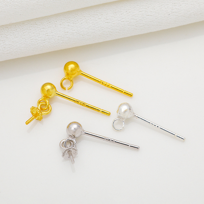 临兰S925纯银镀金镀白金珠耳钉