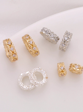 14K包金镀白金镀银镶锆石花环6-10mm跑环diy手工串珠手链项链配饰