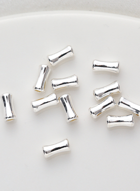 S925纯银非镀银竹节管空心银管diy手工串珠手链项链戒指隔珠配珠