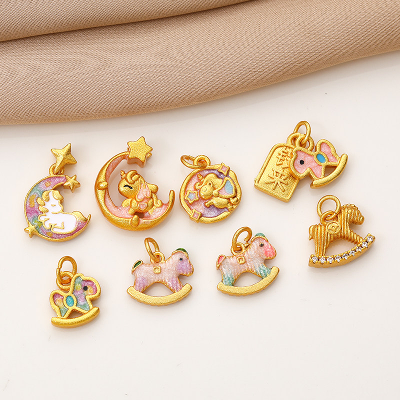 沙金滴油彩色小马本命年生肖马挂坠吊饰diy手工饰品手链项链坠子,饰品/流行首饰/时尚饰品新,其他DIY饰品配件,淘宝优惠券,粉丝福利购,淘宝优惠卷