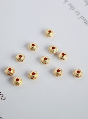 14K包金镀金保色复古扁灯笼隔珠隔片径5*3mmdiy自制手工串珠手链