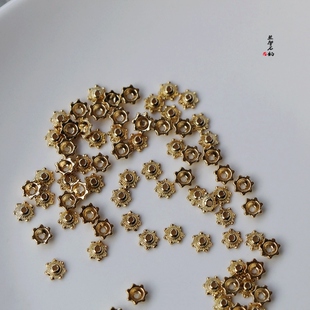 14K包金配件 保色花托花帽6mm diy手工饰品配件材料自制耳饰手链