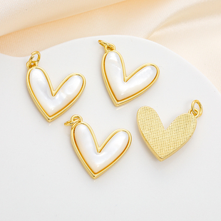 14K包金镀金镶贝母白贝壳吊坠天鹅蝴蝶配饰diy手工串珠项链挂件