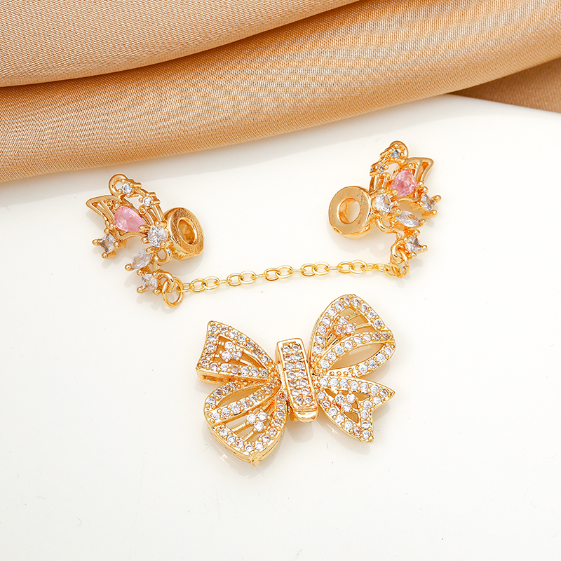 14K包金镀金保色镶锆石双排珍珠