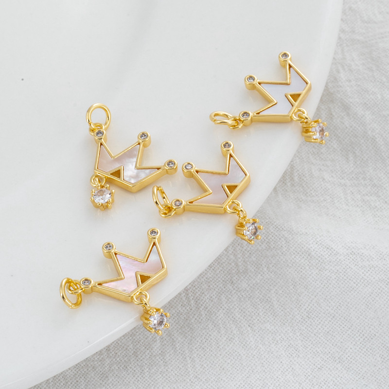 14k包金镀金保色铜镶白贝壳锆石皇冠吊坠挂饰diy手工饰品耳环项链,饰品/流行首饰/时尚饰品新,其他DIY饰品配件,淘宝优惠券,粉丝福利购,淘宝优惠卷